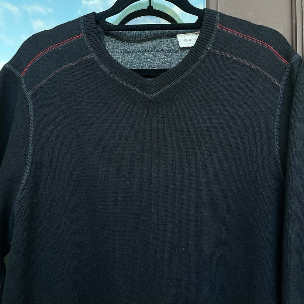 Tommy Bahama Reversible Black|Grey V-Neck Sweater S